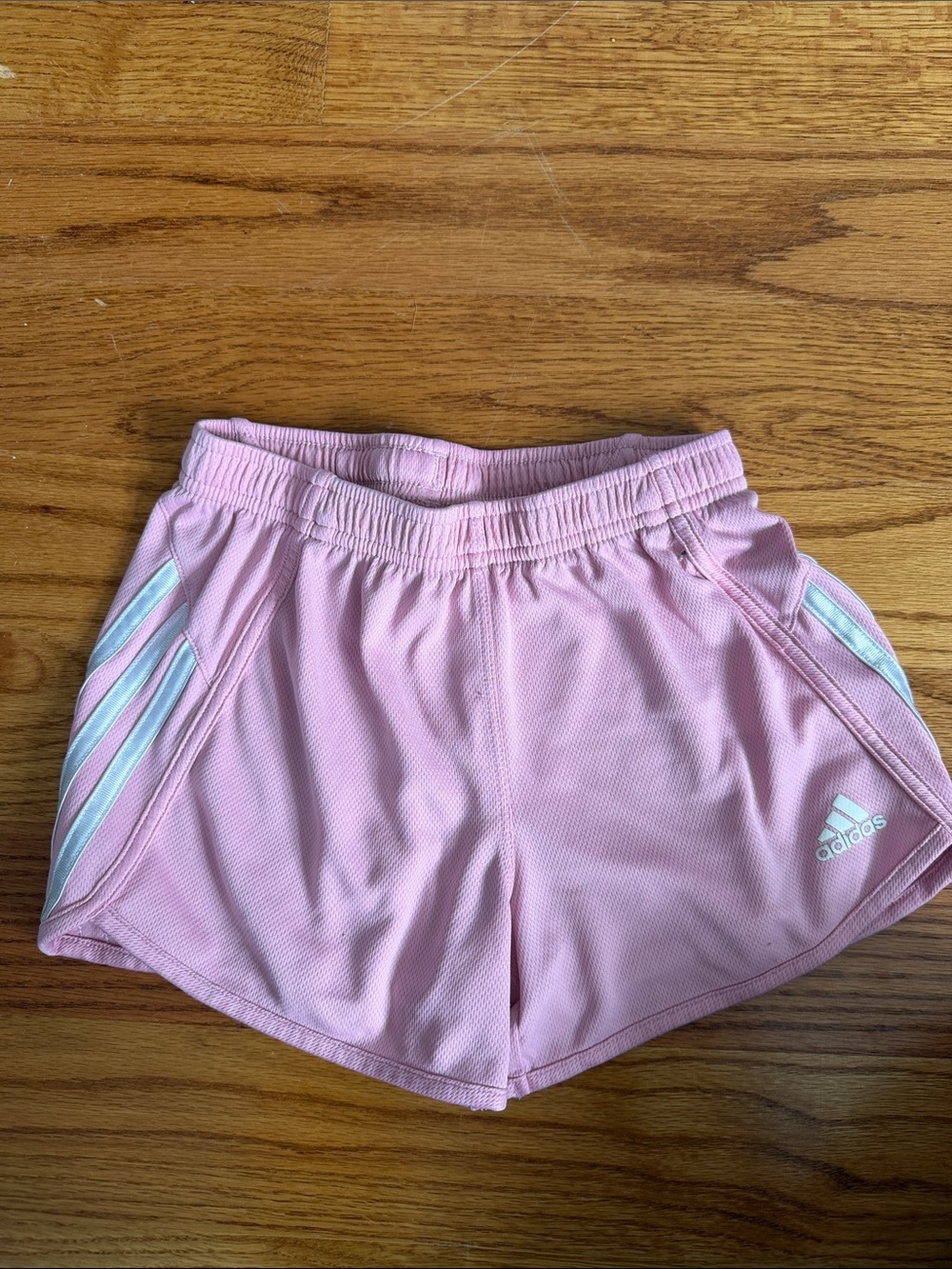 adidas Light Pink Girls' Athletic Shorts with White Stripes